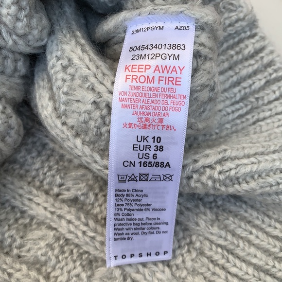 Topshop Chunky Cable Knit Lace Appliqué Sweater - Picture 6 of 7